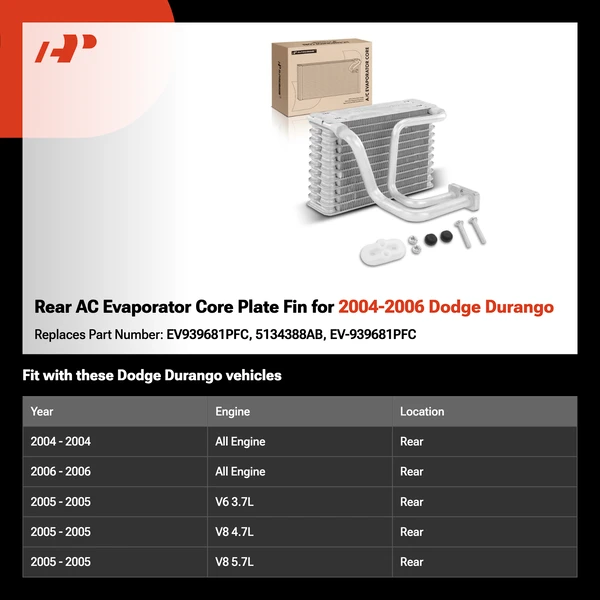 Rear AC Evaporator Core Plate Fin for 2004-2006 Dodge Durango