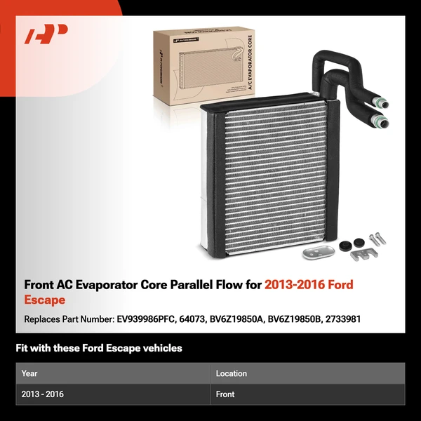 Front AC Evaporator Core Parallel Flow for 2013-2016 Ford Escape