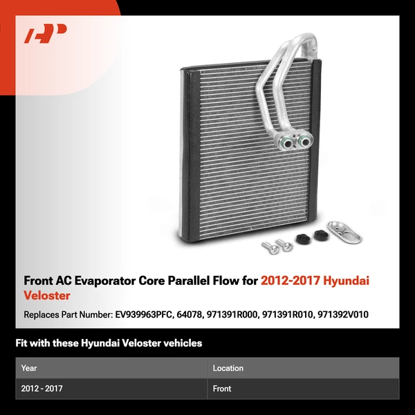 Front AC Evaporator Core Parallel Flow for 2012-2017 Hyundai Veloster