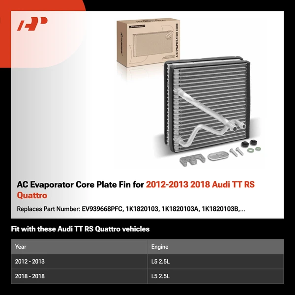 AC Evaporator Core Plate Fin for 2012-2013 2018 Audi TT RS Quattro