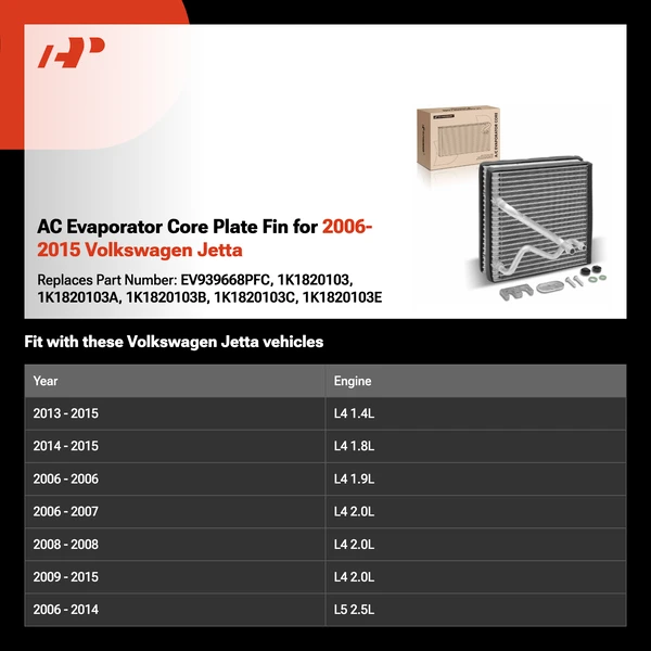 AC Evaporator Core Plate Fin for 2006-2015 Volkswagen Jetta