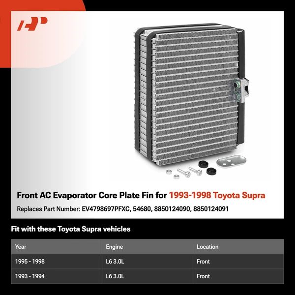 Front AC Evaporator Core Plate Fin for 1993-1998 Toyota Supra
