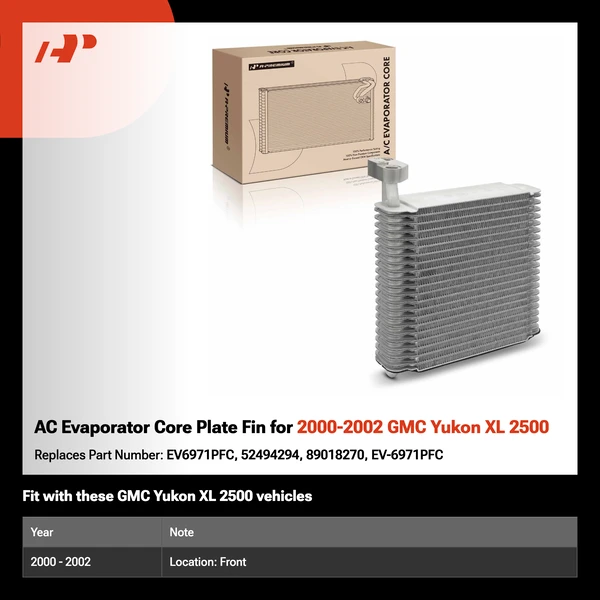 AC Evaporator Core Plate Fin for 2000-2002 GMC Yukon XL 2500