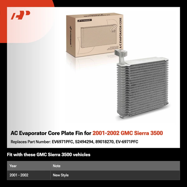 AC Evaporator Core Plate Fin for 2001-2002 GMC Sierra 3500