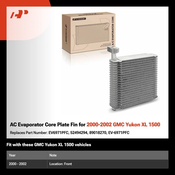 AC Evaporator Core Plate Fin for 2000-2002 GMC Yukon XL 1500