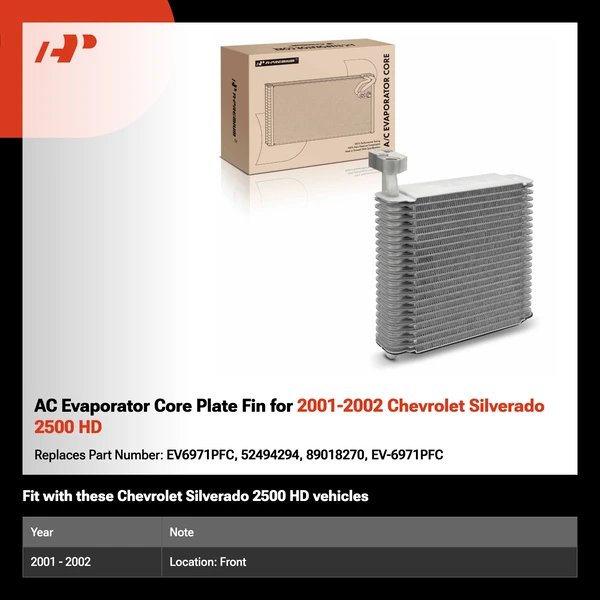 AC Evaporator Core Plate Fin for 2001-2002 Chevrolet Silverado 2500 HD