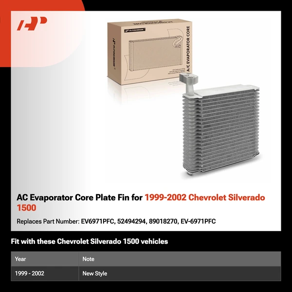 AC Evaporator Core Plate Fin for 1999-2002 Chevrolet Silverado 1500