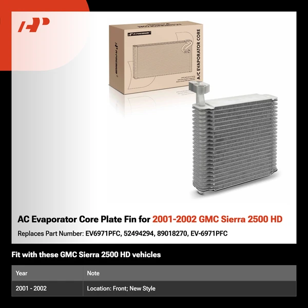 AC Evaporator Core Plate Fin for 2001-2002 GMC Sierra 2500 HD