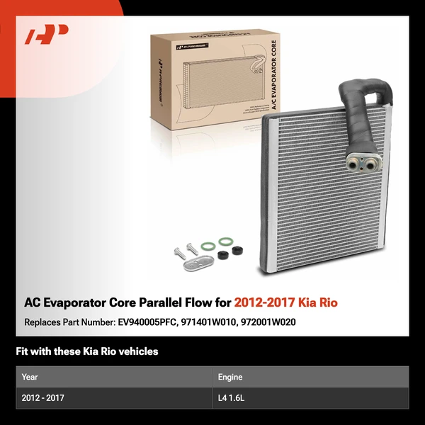 AC Evaporator Core Parallel Flow for 2012-2017 Kia Rio