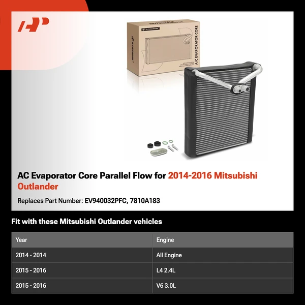 AC Evaporator Core Parallel Flow for 2014-2016 Mitsubishi Outlander