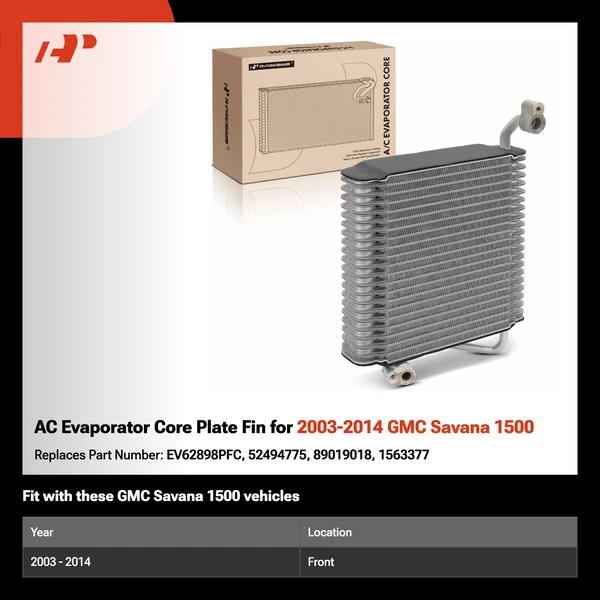 AC Evaporator Core Plate Fin for 2003-2014 GMC Savana 1500