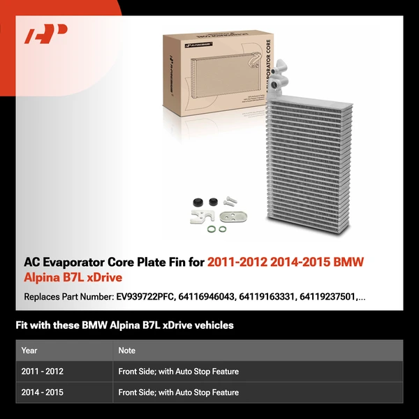 AC Evaporator Core Plate Fin for 2011-2012 2014-2015 BMW Alpina B7L xDrive