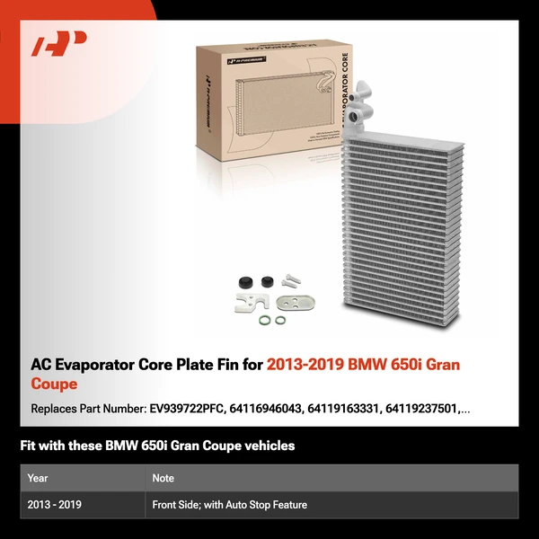 AC Evaporator Core Plate Fin for 2013-2019 BMW 650i Gran Coupe