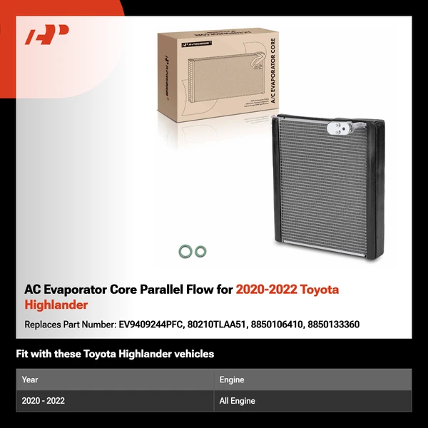 AC Evaporator Core Parallel Flow for 2020-2022 Toyota Highlander