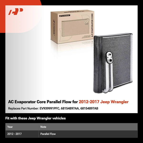AC Evaporator Core Parallel Flow for 2012-2017 Jeep Wrangler