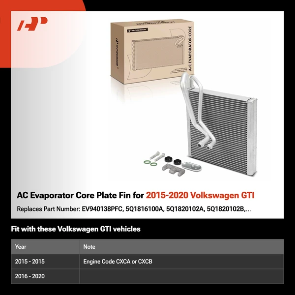 AC Evaporator Core Plate Fin for 2015-2020 Volkswagen GTI