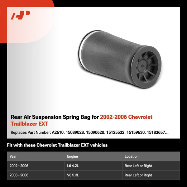 Rear Air Suspension Spring Bag for 2002-2006 Chevrolet Trailblazer EXT