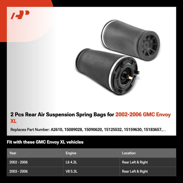 2 Pcs Rear Air Suspension Spring Bags for 2002-2006 GMC Envoy XL