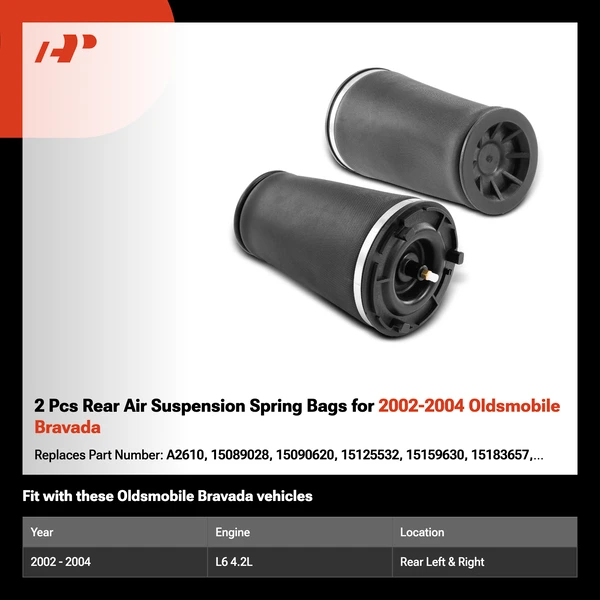 2 Pcs Rear Air Suspension Spring Bags for 2002-2004 Oldsmobile Bravada