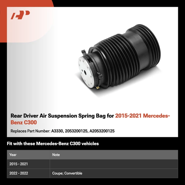 Rear Driver Air Suspension Spring Bag for 2015-2021 Mercedes-Benz C300
