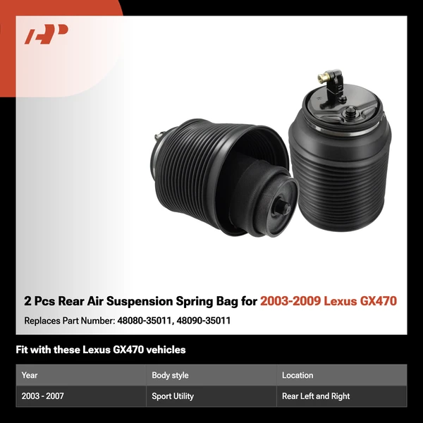 2 Pcs Rear Air Suspension Spring Bag for 2003-2009 Lexus GX470
