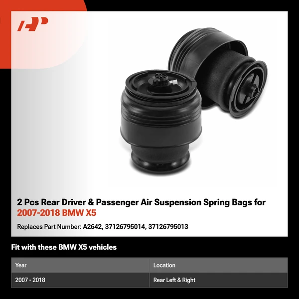 2 Pcs Rear Driver & Passenger Air Suspension Spring Bags for 2007-2018 BMW X5