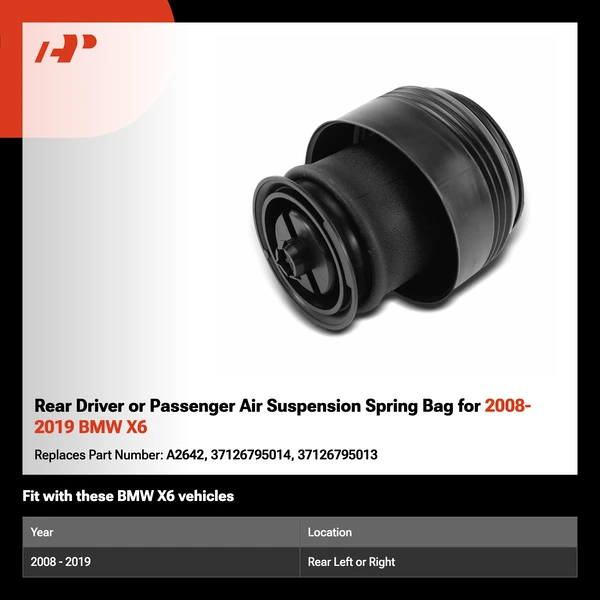 Rear Driver or Passenger Air Suspension Spring Bag for 2008-2019 BMW X6
