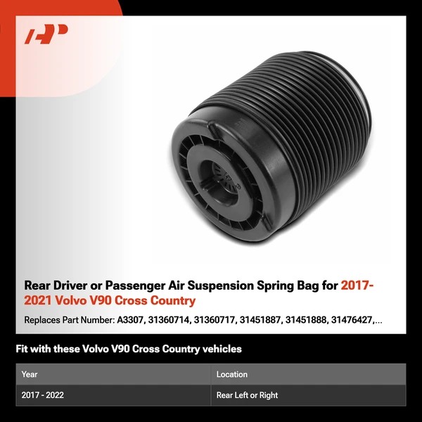Rear Driver or Passenger Air Suspension Spring Bag for 2017-2021 Volvo V90 Cross Country