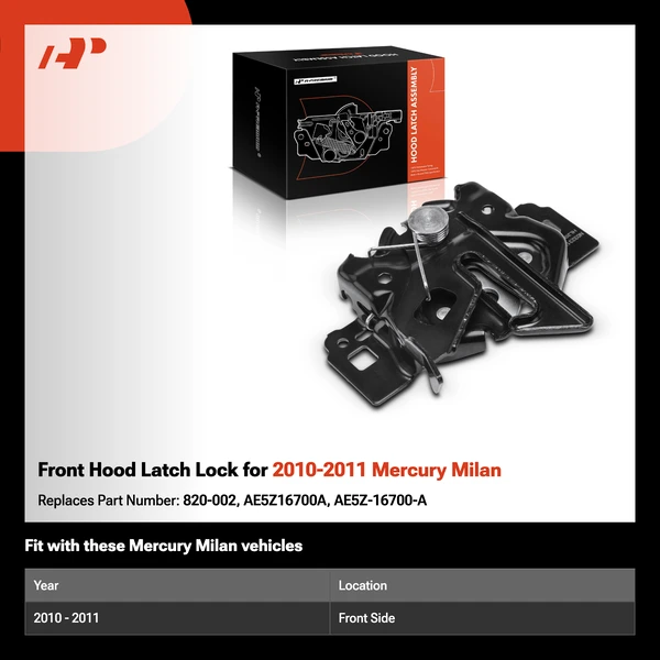 Front Hood Latch Lock for 2010-2011 Mercury Milan