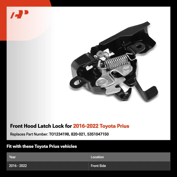 Front Hood Latch Lock for 2016-2022 Toyota Prius