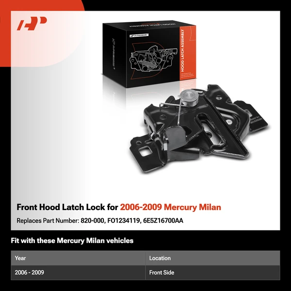 Front Hood Latch Lock for 2006-2009 Mercury Milan