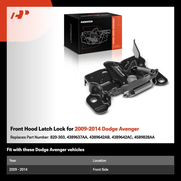 Front Hood Latch Lock for 2009-2014 Dodge Avenger
