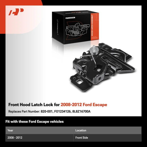 Front Hood Latch Lock for 2008-2012 Ford Escape