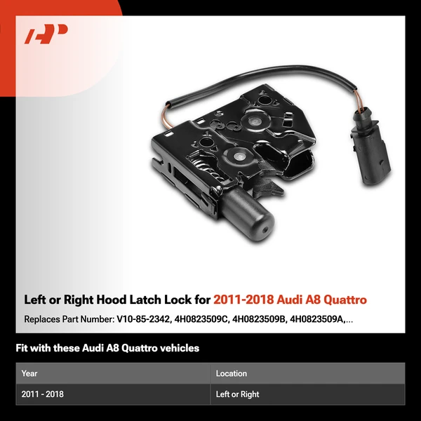 Left or Right Hood Latch Lock for 2011-2018 Audi A8 Quattro