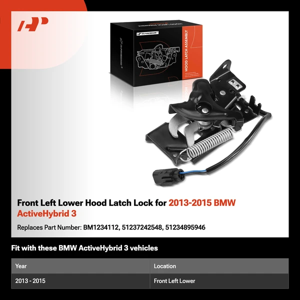 Front Left Lower Hood Latch Lock for 2013-2015 BMW ActiveHybrid 3