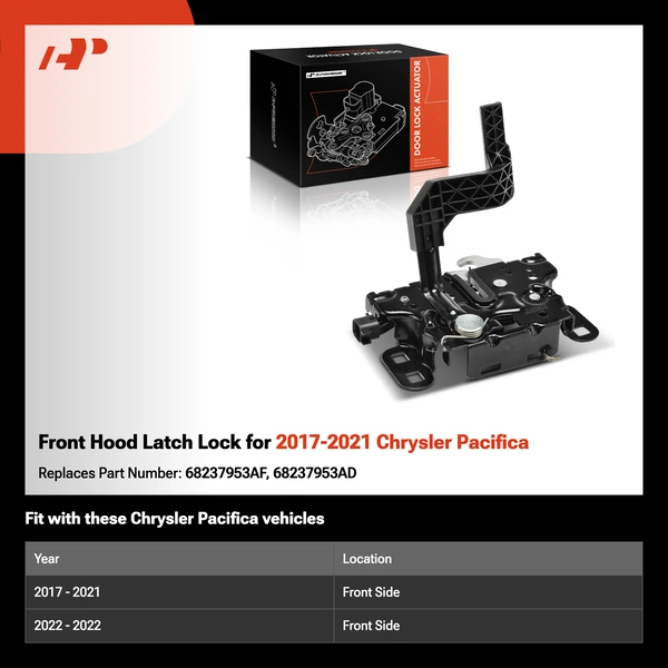 Front Hood Latch Lock for 2017-2021 Chrysler Pacifica