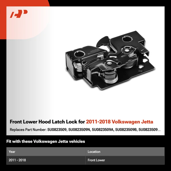 Front Lower Hood Latch Lock for 2011-2018 Volkswagen Jetta