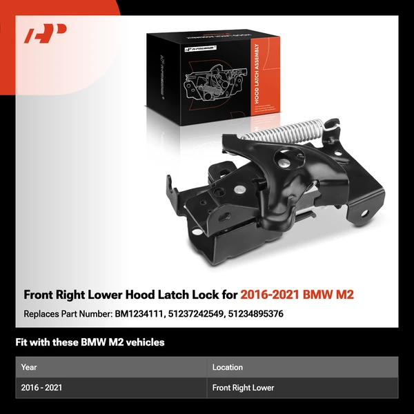 Front Right Lower Hood Latch Lock for 2016-2021 BMW M2