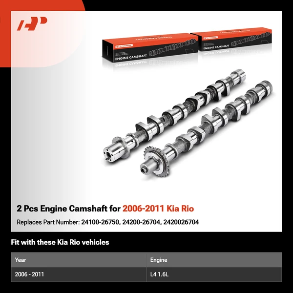 2 Pcs Engine Camshaft for 2006-2011 Kia Rio