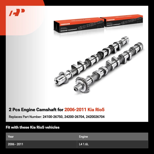 2 Pcs Engine Camshaft for 2006-2011 Kia Rio5