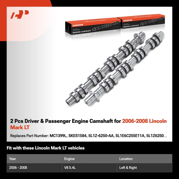 2 Pcs Driver & Passenger Engine Camshaft for 2006-2008 Lincoln Mark LT