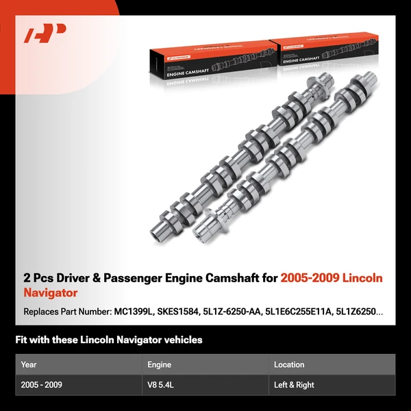 2 Pcs Driver & Passenger Engine Camshaft for 2005-2009 Lincoln Navigator