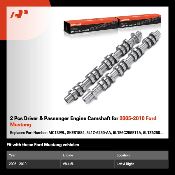 2 Pcs Driver & Passenger Engine Camshaft for 2005-2010 Ford Mustang