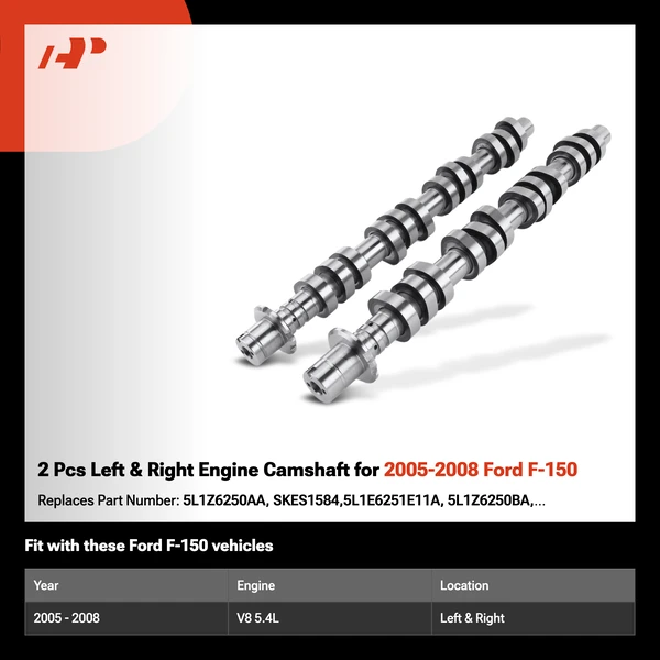 2 Pcs Left & Right Engine Camshaft for 2005-2008 Ford F-150