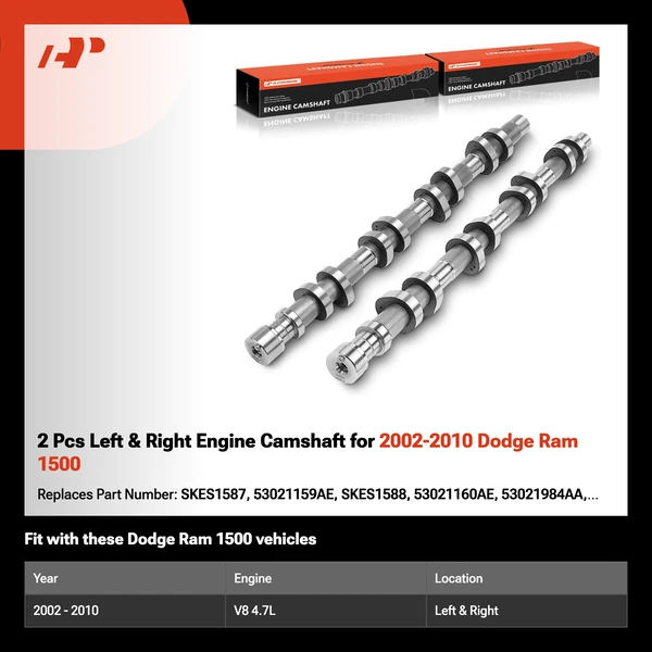 2 Pcs Left & Right Engine Camshaft for 2002-2010 Dodge Ram 1500