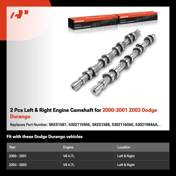 2 Pcs Left & Right Engine Camshaft for 2000-2001 2003 Dodge Durango
