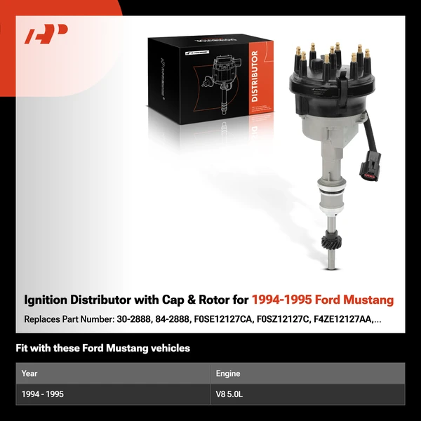 Ignition Distributor with Cap & Rotor for 1994-1995 Ford Mustang