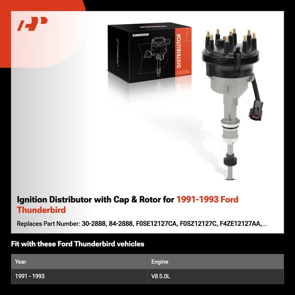 Ignition Distributor with Cap & Rotor for 1991-1993 Ford Thunderbird