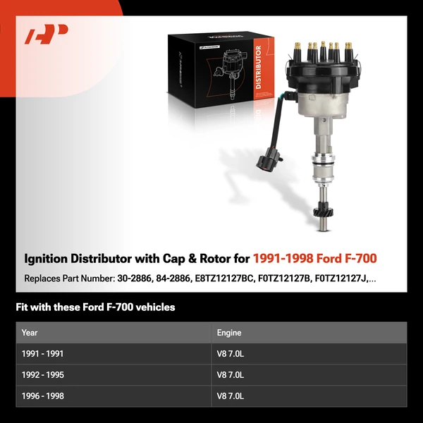 Ignition Distributor with Cap & Rotor for 1991-1998 Ford F-700