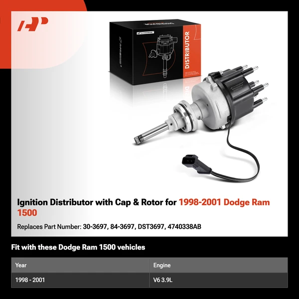 Ignition Distributor with Cap & Rotor for 1998-2001 Dodge Ram 1500